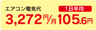 エアコン電気代 3,272円／月 1日平均 105.6円