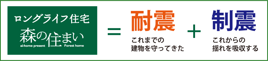 ロングライフ住宅森の住まい=耐震（これまでの建物を守ってきた）+制震（これかの揺れを吸収する）