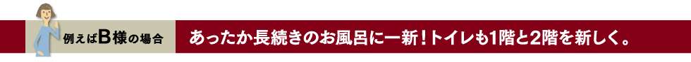 例えばB様の場合 あったか長続きのお風呂に一新！トイレも1階と2階を新しく。